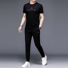 2023年夏款潮流休闲时尚男士运动短袖套装P135，男装休闲套装，电商D223-1