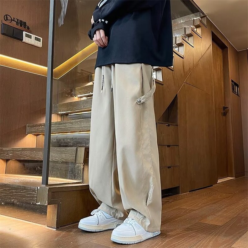 飘带拼接休闲裤男士韩版潮流高街帅百搭2024冬季ins长裤K5894-P37,男装休闲裤,星座412-2