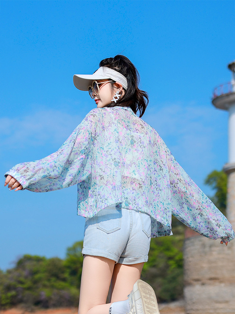 夏季薄外套女短款2025今年流行时尚印花户外遮阳棒球服韩版上衣潮,女装防晒衣,可可小西