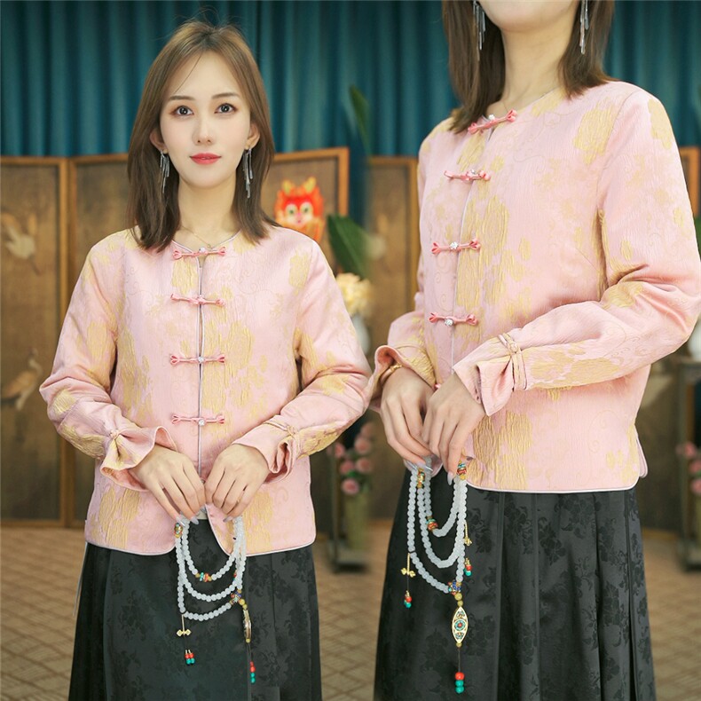 现货2024春季新款简约刺绣盘扣衬衫新中式穿搭上衣B07，女装衬衫，非你不可新中式