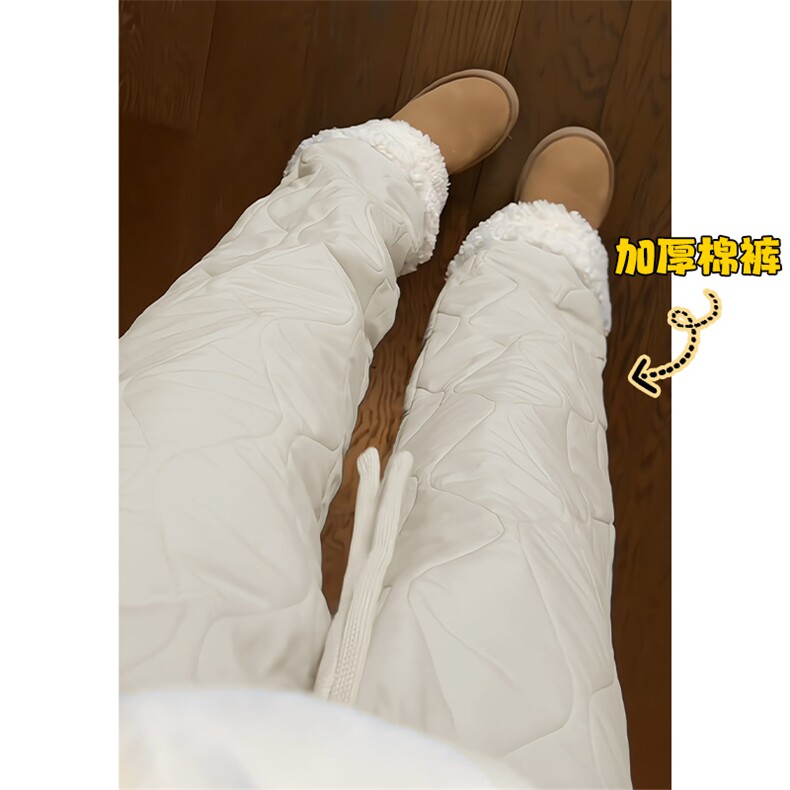 抖音羊羔毛菱格夹棉宽松阔腿棉裤男女K5613J加棉-特P45控78，男装棉裤，电商A001