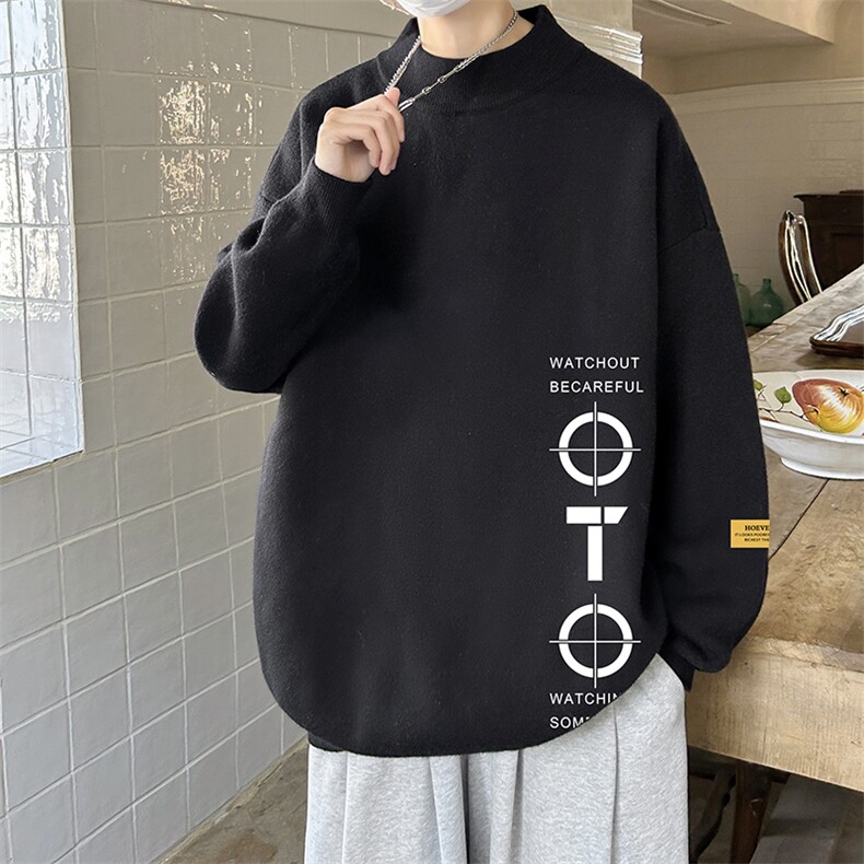 控68半高领毛衣男士大码针织衫男毛线衣男 M18114-P45 加绒款-P65图片