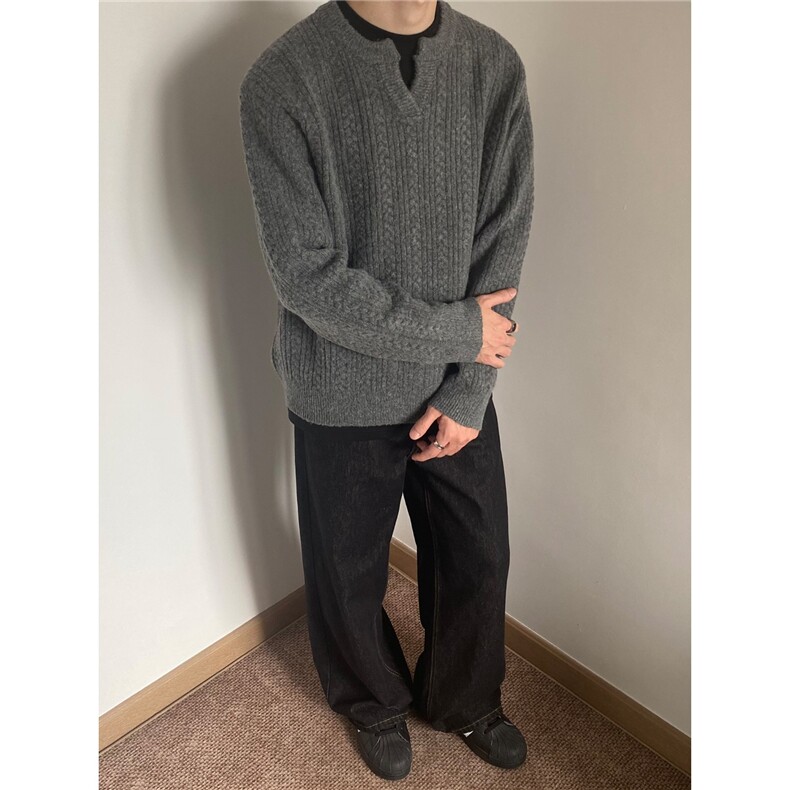 毛衣男秋冬高级感简约休闲慵懒麻花纹针织衫MYB109,男装针织衫/毛衣,星座516A