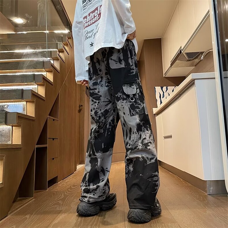 迷彩休闲裤男士韩版潮流高街帅百搭口袋2024秋冬ins长裤K5748-P47,男装休闲裤,星座412-3