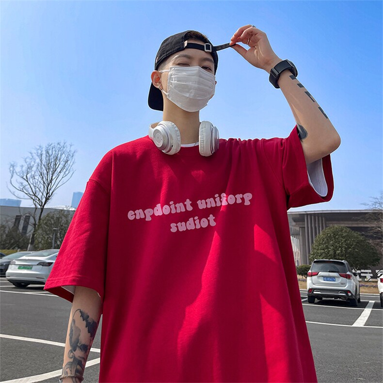 抖音得物二开现货供应220克夏装重磅美式高街宽松短袖t恤MT57图片