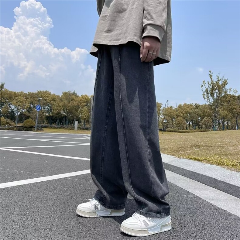 复古坠感牛仔裤男韩版秋冬宽松高街裤子潮牌ins港风长裤N2028-P40,男装牛仔裤,星座1008