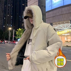 现货高品质美式高街冬季重磅硬挺短款座山雕毛领棉衣男女加厚外套，男装棉衣，电商A486-1