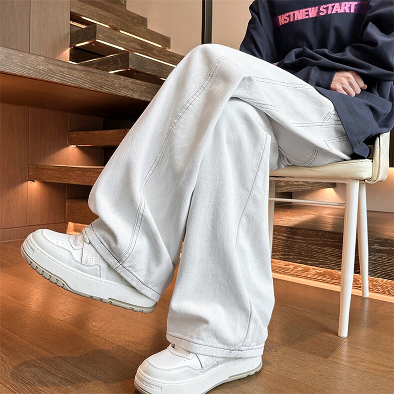 秋季新款高腰显瘦直筒裤男女宽松休闲百搭阔腿长裤NK8671-特价60,男装牛仔裤,电商A007