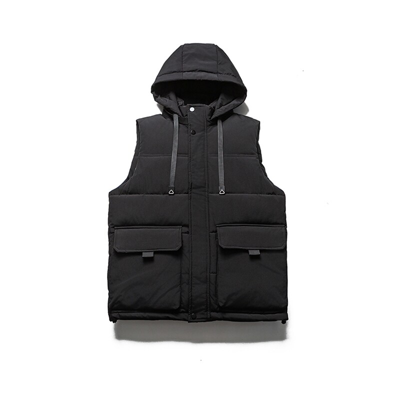 现货可拆卸帽子拼色棉马甲，男装背心/马甲，电商A105