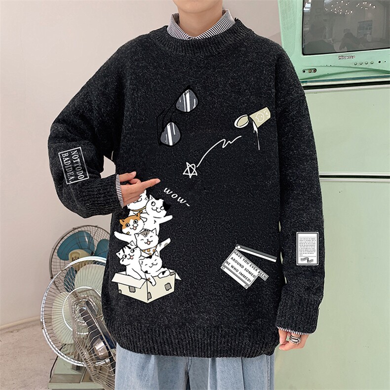 M19115-P45加绒款-P65加厚加绒毛衣男大码毛线衣男针织衫男线衫,男装针织衫/毛衣,电商A040