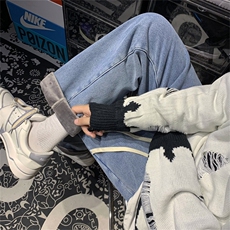 复古直筒阔腿牛仔裤男秋冬加绒加厚裤子A080-9291-常规P35加绒P45，男装牛仔裤，电商A080