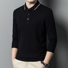 AFSJ2611钱塘2020-3中年男士秋季薄款翻领纯羊毛商务毛衣P150，男装针织衫/毛衣，钱塘207-3