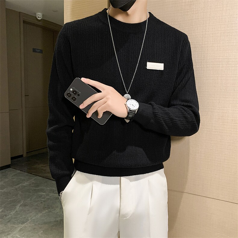 B216MY5154P702025秋冬装新款男士纯色圆领毛衣打底衫小伙风,男装针织衫/毛衣,电商B216（原B302）