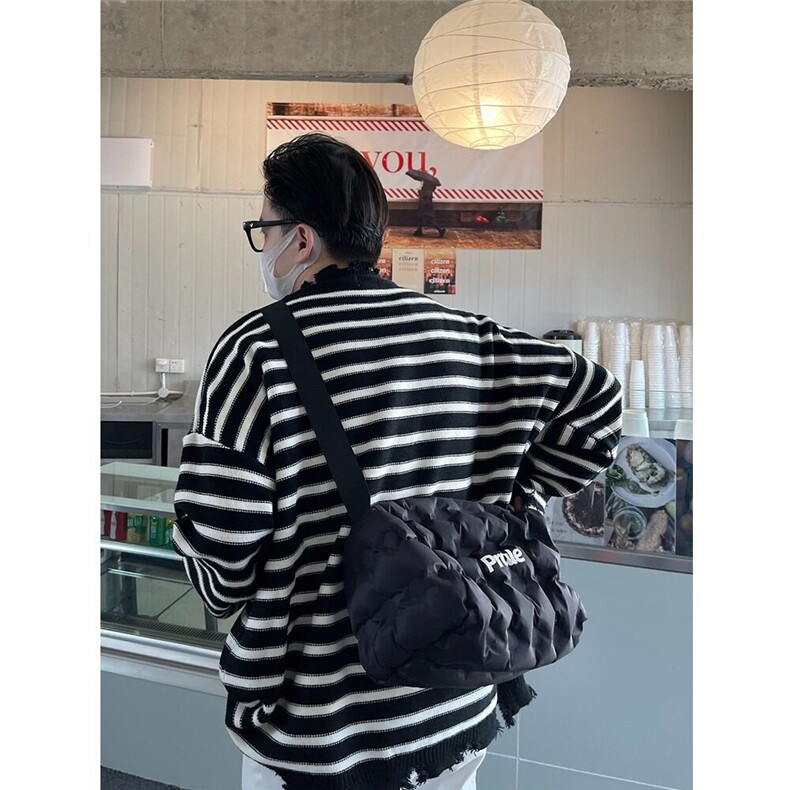 DU09-P50高质量春秋新款圆领条纹针织衫男宽松痞帅潮-网图现货,男装针织衫/毛衣,星座603-2