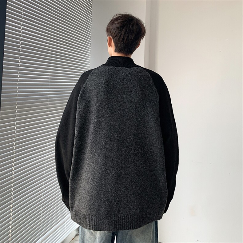 秋冬季男士撞色拉链毛衣开衫设计感休闲百搭上衣,男装针织衫/毛衣,星座410-6（原星座1304-1）