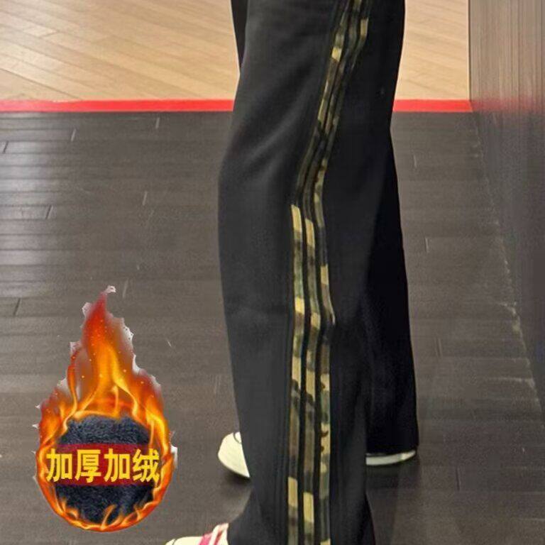 美式高街复古重磅卫裤直筒运动休闲裤白花灰迷彩条纹裤子男秋冬季，男装休闲裤，星座1210-1