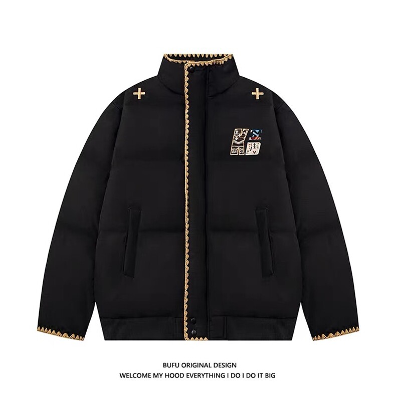 W10707-P88网图现货BUFU潮牌民族风棉服冬季情侣刺绣棉衣外套,男装民族服装,星座1608