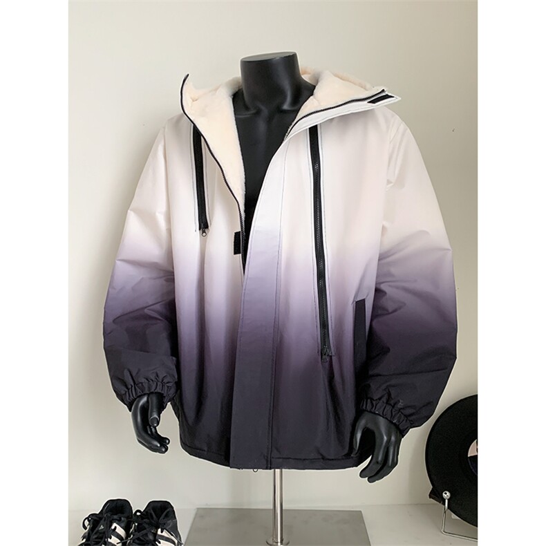 渐变三防户外冲锋衣内里600克仿兔毛潮牌棉衣XZ301AY08P128，男装夹克，星座301A