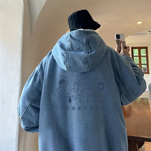 控价158牛仔外套男大码加厚加绒棉衣男羊羔毛棉服男NM53191-P140