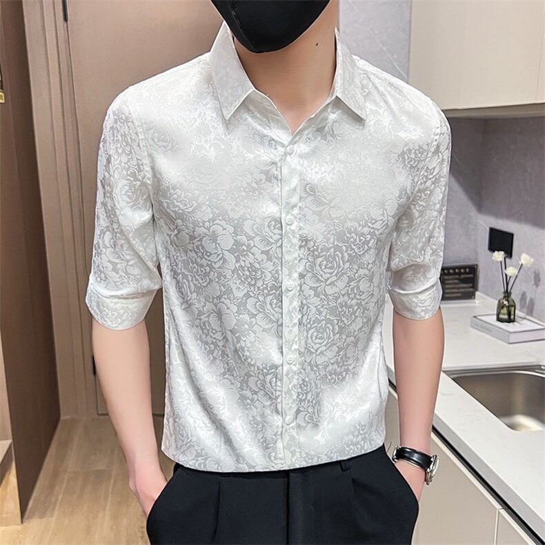507A-CS501-P482025时尚中袖衬衣男士痞帅青年花衬衫,男装衬衫,星座507A（原星座306B-2）