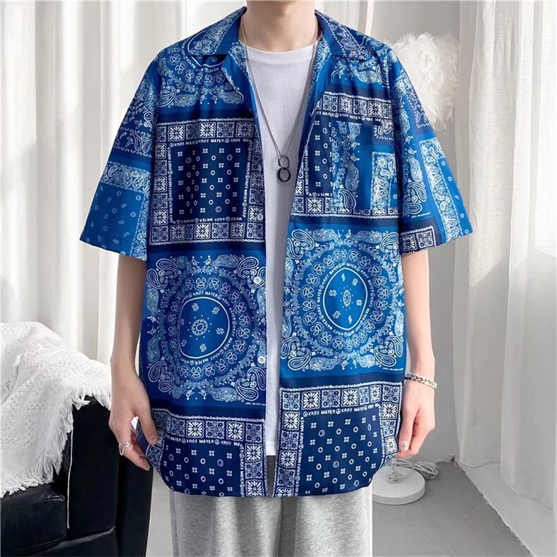 短袖衬衫春款男港风潮流弹力C1301P30,男装衬衫,星座1116-2