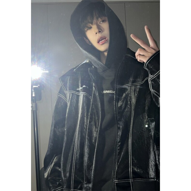 丝光皮夹克男女街头复古美式高街潮牌痞帅高机车外套WJK190,男装夹克,星座208-5