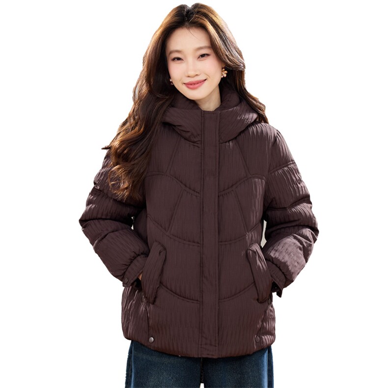 现货2025冬季新款休闲优雅时尚连帽加棉加厚女士棉服,女装棉衣/棉服,木子恋