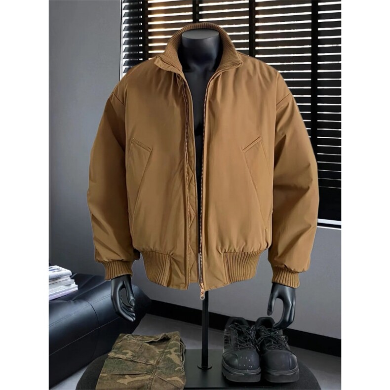 现货26春装美拉德立领飞行夹克纯色复古廓形高街棒球服外套,男装夹克,电商A486-1