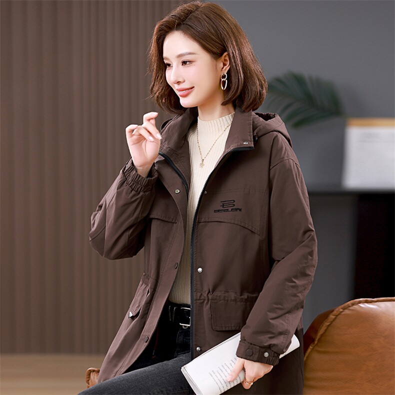 2025年冬季时尚潮流中长款休闲加绒加厚派克服，女装派克服，独衣靓