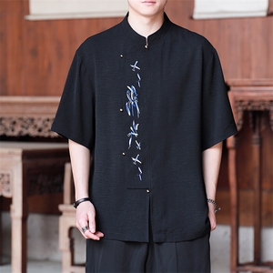 男士大码新中式风现货衬衫短袖上衣T2523-P65控89图片
