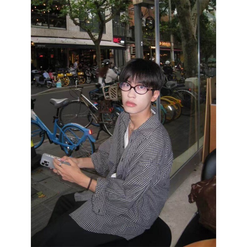 档口现货~纯棉男女夏季蓝色格子长袖防晒衬衫外套C2503特批37,男装防晒衣,星座1411A-6