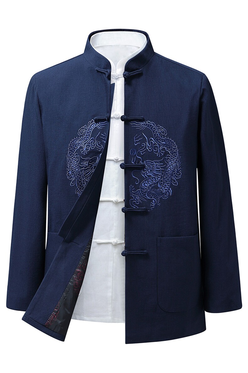 秋冬新款中年唐装男长袖夹克外套加绒棉服YDC8065-常规130加绒140,男装棉衣,星座1105-3