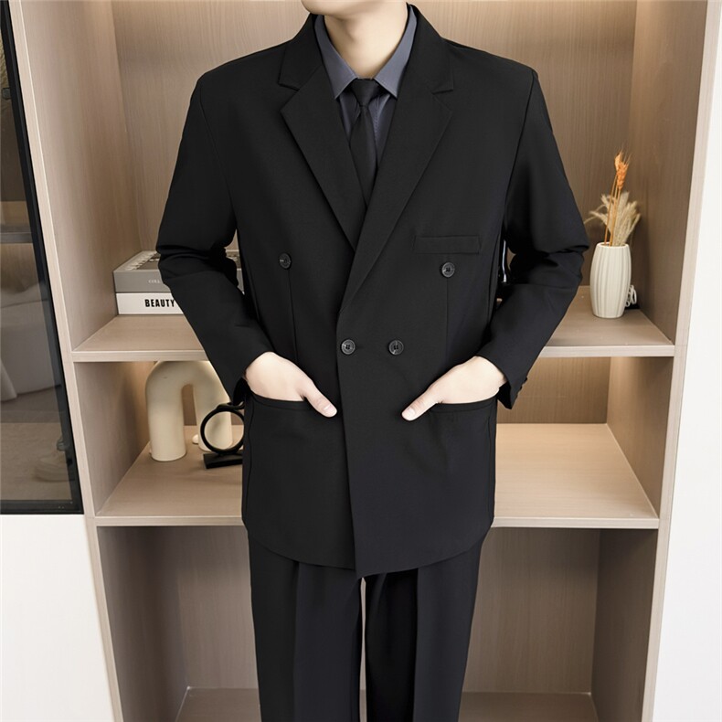 春季男士网红双排扣西装外套高级感修身西服伴郎婚礼服时尚上衣,男装西服套装,星座410-6（原星座1304-1）