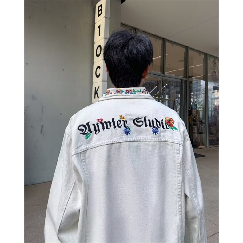 设计感刺绣外套男2024秋季新款牛仔夹克宽松港风潮牌痞帅工装上衣,男装夹克,星座410-7