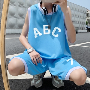 港风  夏季休闲网眼拼色运动篮球套装宽松两件套  TZ6303 P50控68图片