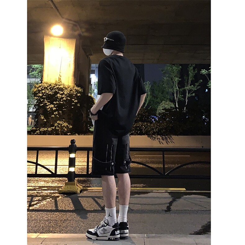 B221 美式ins高街暗黑拉链休闲牛仔短裤五分裤 LK23082-P50 控68图片