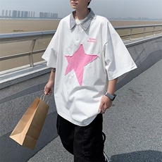POLO衫潮百搭2023文艺五分袖原宿夏季纯色男新款T恤WB050-P35，男装T恤，星座412