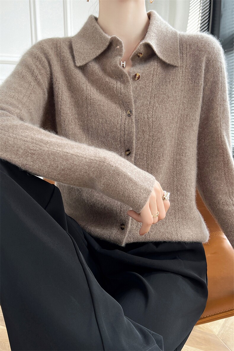 长袖女包袖宽松型常规款毛针织衫纯色毛衣时尚慵懒风春秋气质洋气,女装羊毛衫,朝辰羊绒