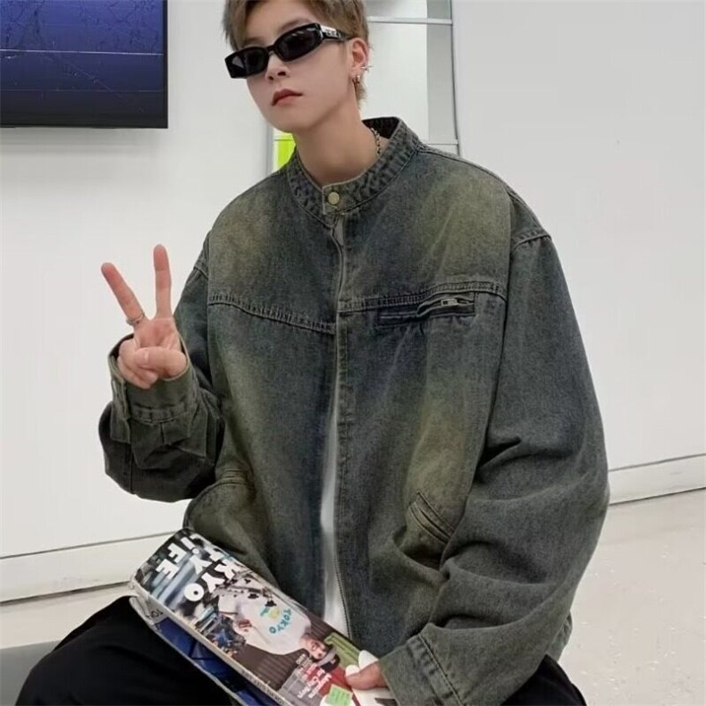 DW302-P68新款美式复古水洗做旧牛仔外套男女春秋季夹克宽松上衣,男装夹克,星座603-2