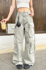 美式重磅大口袋宽松直筒休闲飘带工装裤A436-6223B-P95138，男装休闲裤，电商A436