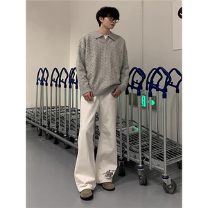 2025春秋新款潮牌宽松美式cleanfit慵懒风高级感毛衣针织毛衣图片