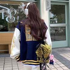 棒球服外套女2025春季新款前后刺绣拼接美式宽松休闲春秋夹克，男装夹克，星座1210-1