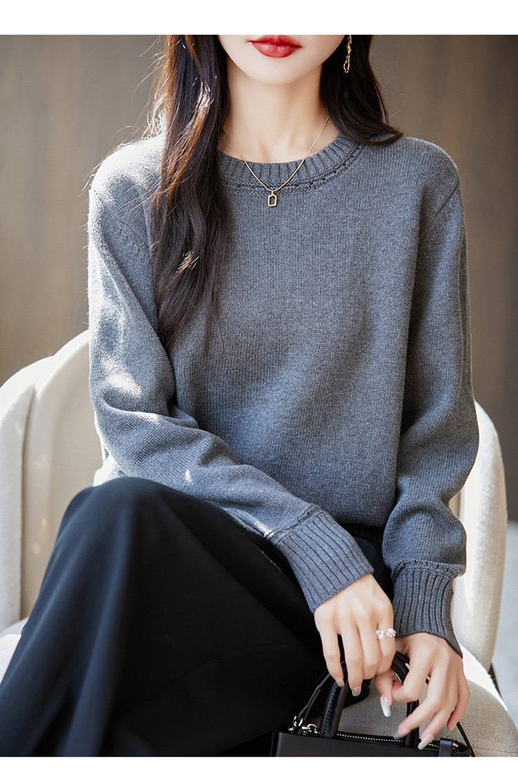 2025年女士长袖套头舒适时尚,针织衫/毛衣,丹芙娇羊绒