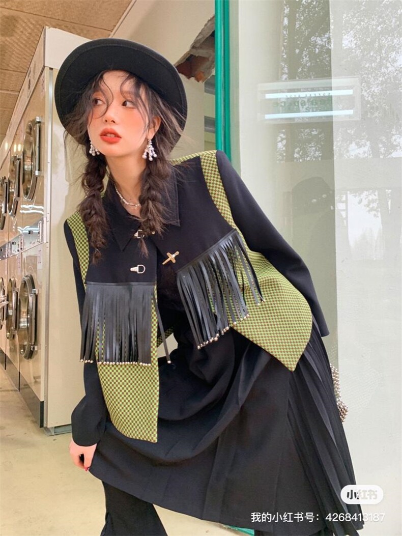 飞机扣流苏复古西装，女装西装，YOUER DENG