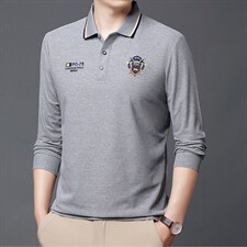 2023年新款男士长袖T恤POLO衫P45，男装Polo衫，电商D223-1