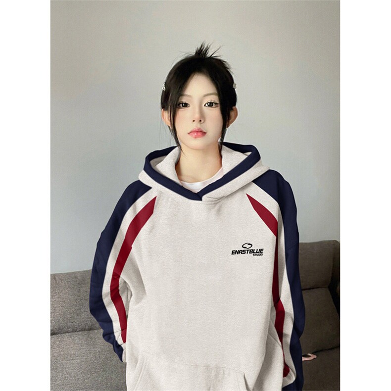 抖音得物供货提供视频秋冬重磅美式宽松接拼连帽卫衣32196,男装卫衣,电商A486