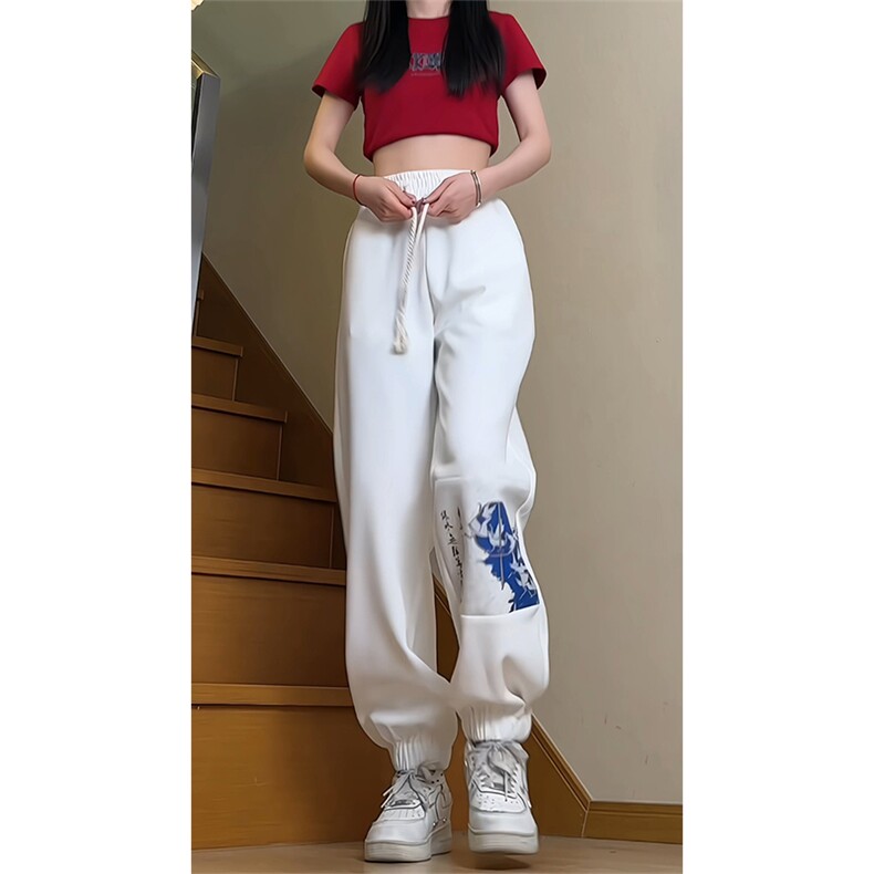 休闲裤抖音直播高品质风印花束脚裤现货供应C323-1-7734-P50,男装休闲裤,电商C323-1