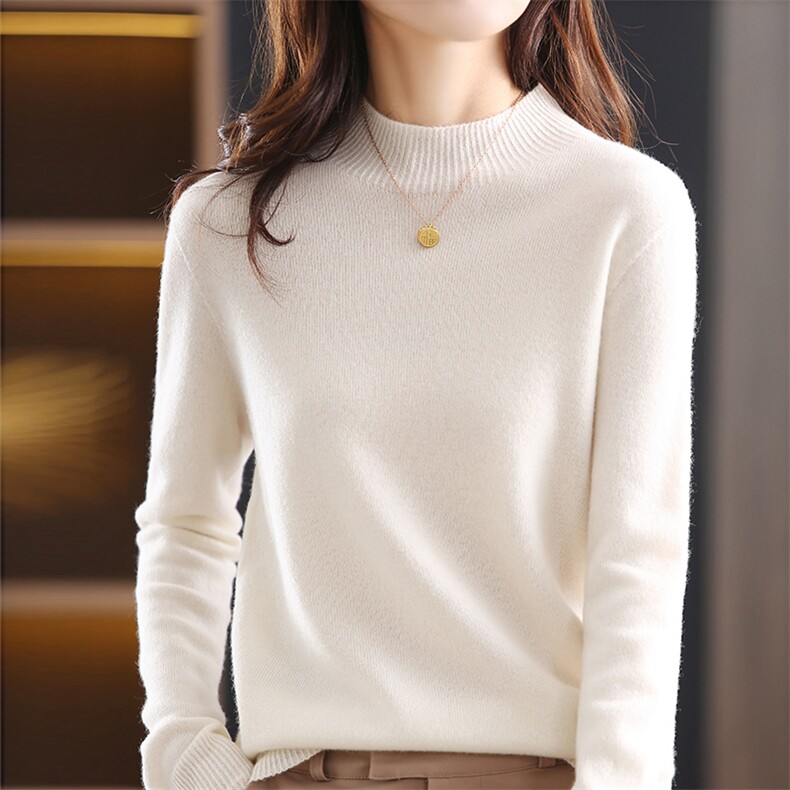 毛衣女2025秋冬季新款经典半高小圆领内搭打底衫宽松长袖精衫,针织衫/毛衣,佑烨羊绒