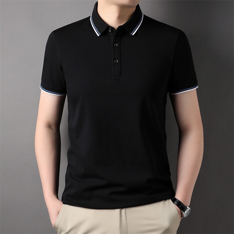 D33781钱塘2020-2夏季新款中青年男士翻领休闲百搭时尚T恤上衣P50图片