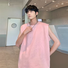 夏季潮男生篮球运动背心宽松大码纯色外穿无袖港风百搭T恤BX11，男装T恤，星座1013